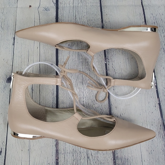 SAKS FIFTH AVENUE | Estyn light nude lace up point flats - Picture 2 of 12